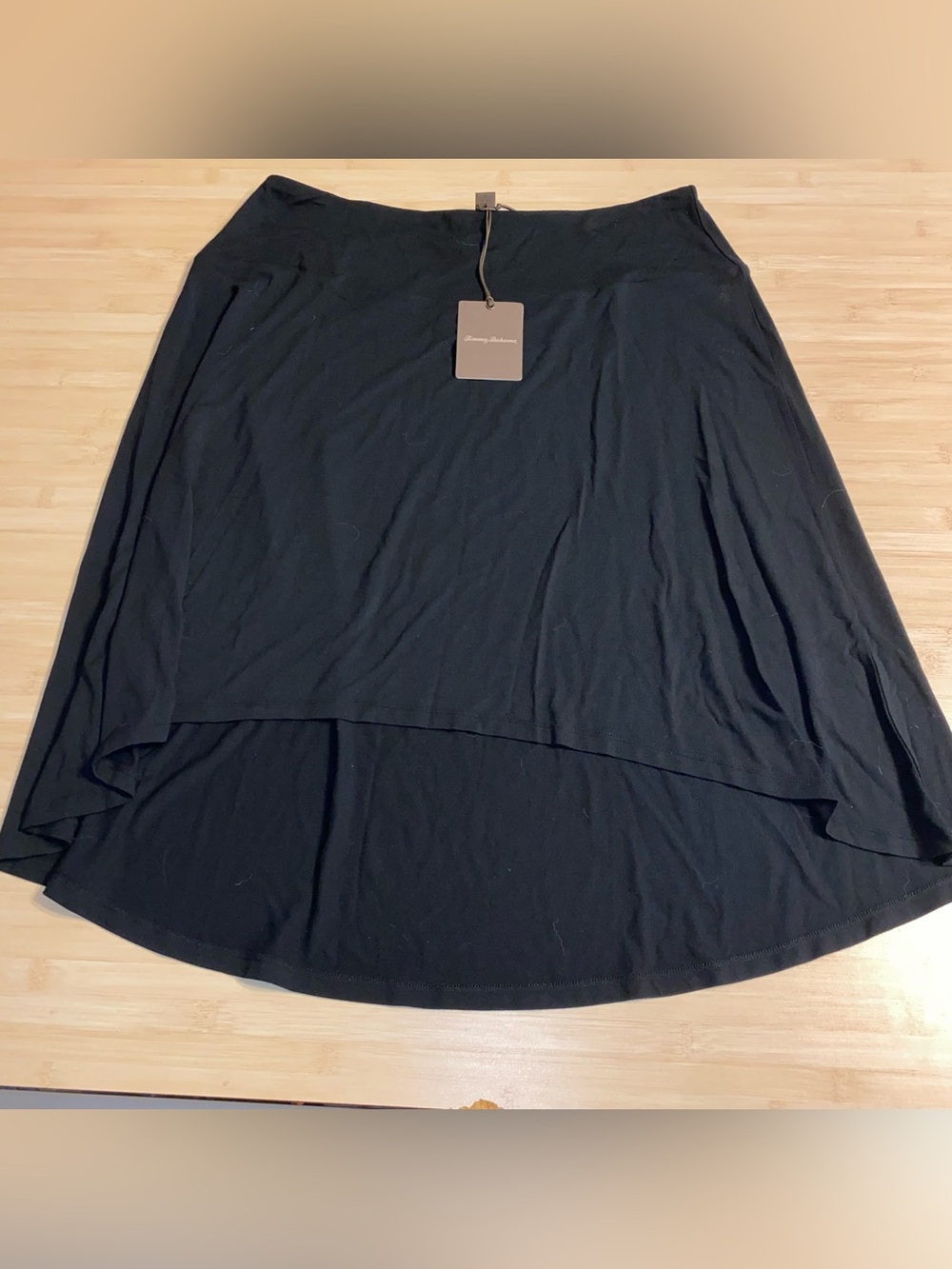 New Tommy Bahama Stretch Tambour Skirt High Low Asymmetrical Large Black